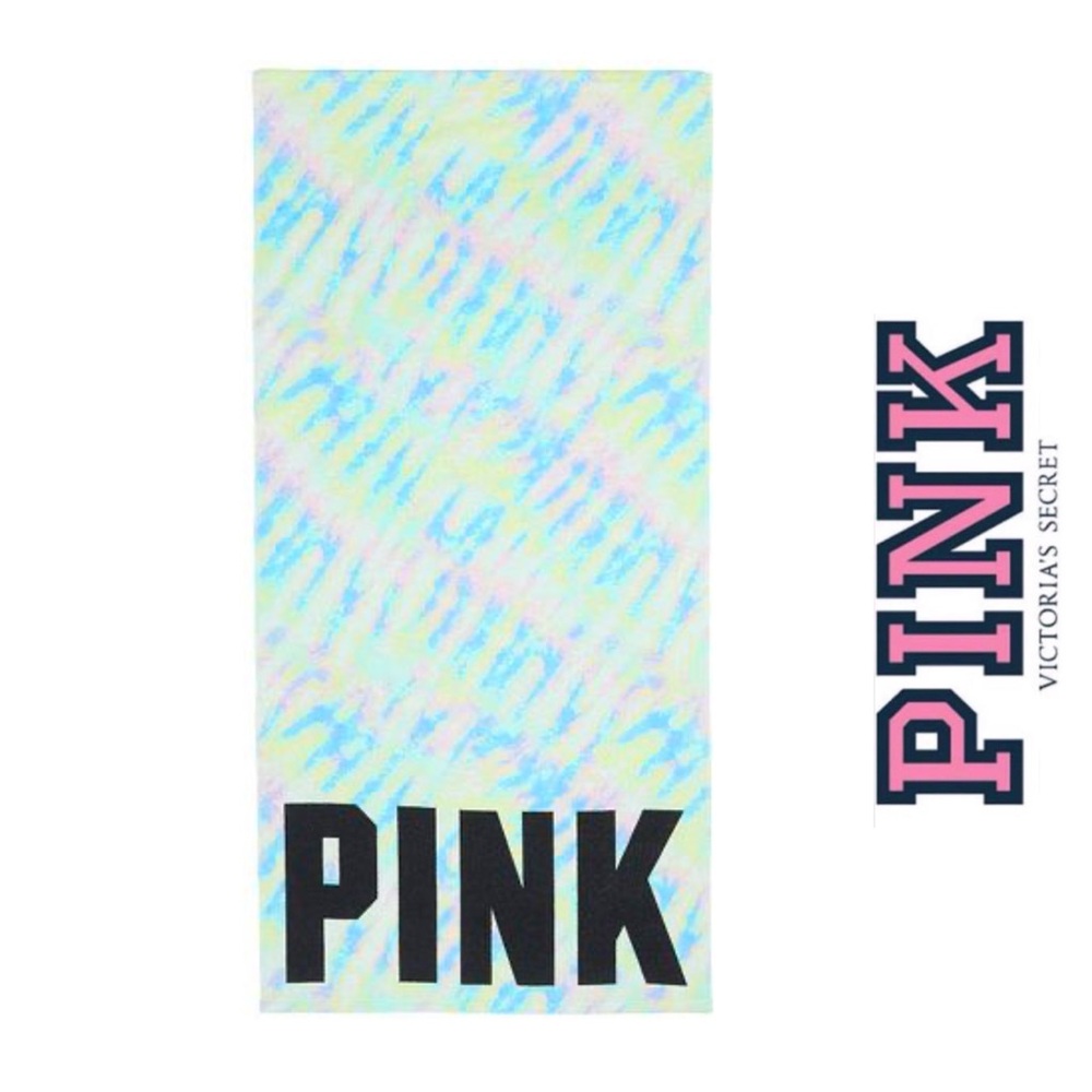 VICTORIA'S SECRET PINK SOFT TIE DYE FLEECE 28X58 BLANKET BEACH TOWEL COTTON 6084